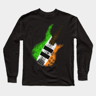 St Patrick's Day Irish Flag Bass Guitar Bassist Long Sleeve T-Shirt